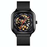 Men Automatic Tourbillon Watch with Mesh Strap - Black