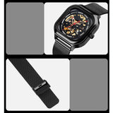 Men Automatic Tourbillon Watch with Mesh Strap - Black