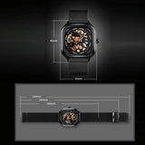 Men Automatic Tourbillon Watch with Mesh Strap - Black