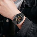 Men Automatic Tourbillon Watch with Mesh Strap - Black