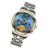 Gold Blue Multi-function Men Quartz Watch