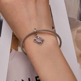 925 Sterling Silver Zircon Square Tag Bracelet In