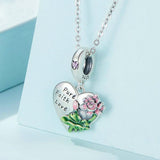 925 Sterling Silver Lotus Flower Love Zirconia Bracelet Charm