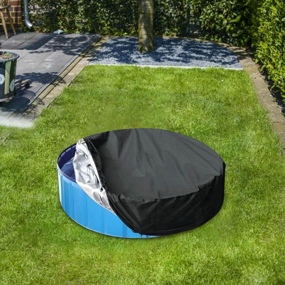 82x30cm Foldable Sunscreen Pool Cover - Dustproof Round Black & Silver