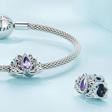 925 Sterling Silver Zircon Lotus Bracelet