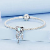 925 Sterling Silver Zircon Heart Dreamcatcher Bracelet