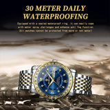 Diamond Dual-calendar Luminous Quartz Watch - B2202 - Inter-Gold-Blue