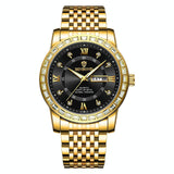 Diamond Dual-calendar Luminous Quartz Watch - B2202 - Inter-Gold-Blue