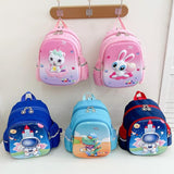Blue Cartoon Astronaut Kids School Bag - Rabbit Pink