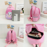 Blue Cartoon Astronaut Kids School Bag - Rabbit Pink