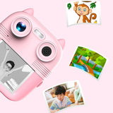 Instant Print Camera with Dual Lens - 2.8 Screen for Kids Blue - Pink
