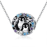 925 Sterling Silver Penguin Bracelet With Diamond Beads