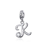 925 Sterling Silver 26 English Letter Pendant For Diy Bracelet Or Necklace Style - K