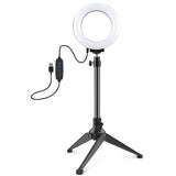 Usb 3 Modes Dimmable Led Ring Light With Tripod Holder And Cold Shoe Ball Head - 4.7 Inch Diameter