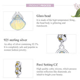 925 Sterling Silver Iridescent Shell Pendant For Diy Bracelet Or Necklace