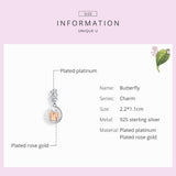 925 Sterling Silver Gold Butterfly Pendant For Diy Bracelets & Necklaces