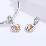 925 Sterling Silver Gold Butterfly Pendant For Diy Bracelets & Necklaces