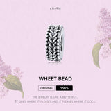 925 Sterling Silver Retro Wheat Ears Beaded Bracelet For Girls