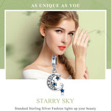 925 Sterling Silver Starry Sky Heart Pendant For Diy Bracelets