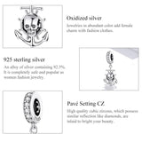 925 Sterling Silver Pirate Skull Pendant For Bracelet Or Necklace