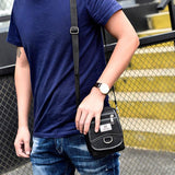 Compact Black Oxford Shoulder Crossbody Backpack With Single Strap For Men - Black Small