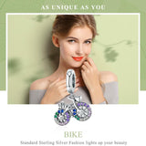 925 Sterling Silver Bicycle Pendant With Zircon Beads For Diy Bracelet Style - Pendant + Bare Chain