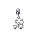 925 Sterling Silver Personalized Letter Pendant For Diy Bracelets And Necklaces Style - B
