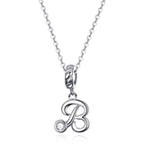 925 Sterling Silver Personalized Letter Pendant For Diy Bracelets And Necklaces Style - B