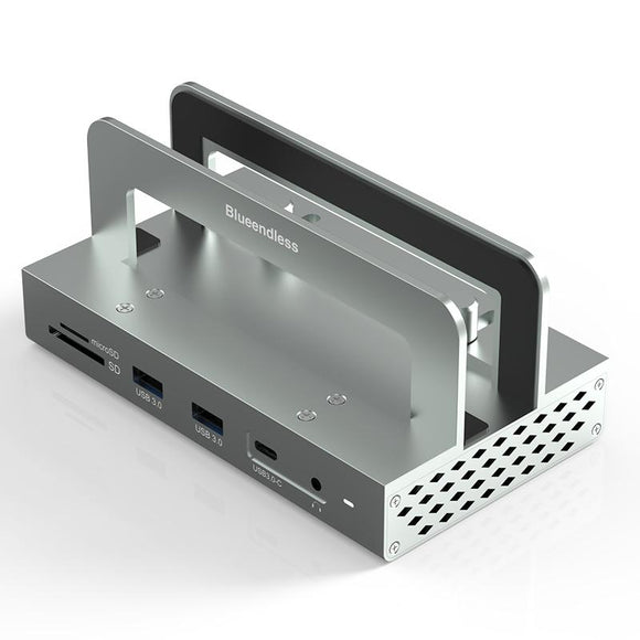 Vertical Laptop Docking Station with 4k / 60hz Type-c Hub - 11-In-1 With Lan