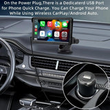 7 Inch Bluetooth 5.0 Carplay Monitor - Portable Compatible With Most Vehicles - Display + Camera