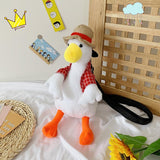 Adorable Cartoon Plush Shoulder Bag Duck White Green - Puppy Brown