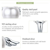 925 Sterling Silver Angel Wing Pendant With Shell Bead Charm For Diy Bracelets Style - Pendent + Necklace