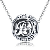 925 Sterling Silver Personalized Letter Beads For Diy Bracelets & Necklaces Style - B