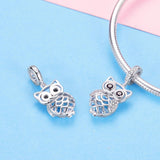 925 Sterling Silver Blue Zircon Owl Pendant For Diy Bracelets Style - Necklace + Pedndant