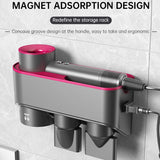 Wall Mounted Hair Dryer Bracket Storage Rack Black Nickel - With Hand Dryer Red
