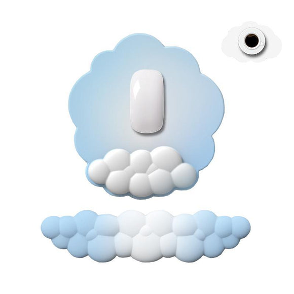 3 Piece Cloudy Gradient Memory Foam Wrist & Mouse Pad Set Blue+Gray - Model 5