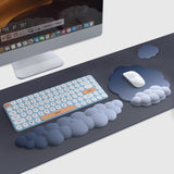 3 Piece Cloudy Gradient Memory Foam Wrist & Mouse Pad Set Blue+Gray - Model 5