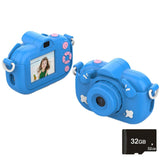 2.0-Inch 4X Zoom Hd Digital Camera For Kids - Blue - Yellow+32G
