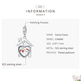 925 Sterling Silver Platinum Plated Santa Beads For Diy Bracelets & Necklaces