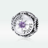 925 Sterling Silver Zodiac Zircon Bead Bracelet / Necklace Set Pisces Style - Pisces