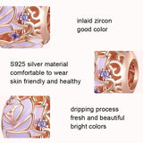 925 Sterling Silver Purple Rose Beads For Diy Accessories