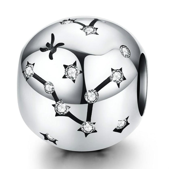 925 Sterling Silver Diy Zodiac Bracelet Beads Constellation Accessory Pisces Style - Pisces