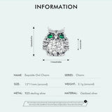 925 Sterling Silver Owl Pendant Necklace Charm For Diy Bracelets