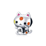925 Sterling Silver Lucky Cat Bead For Diy Bracelet Or Necklace
