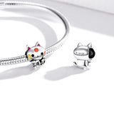 925 Sterling Silver Lucky Cat Bead For Diy Bracelet Or Necklace