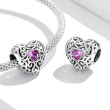 925 Sterling Silver Retro Flower Heart Beads For Diy Bracelets & Necklaces