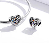 925 Sterling Silver Tree Of Life Zircon Bead Bracelet / Necklace Set