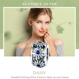 925 Sterling Silver Blue Daisy Spacer For Bracelet