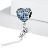 925 Sterling Silver Heart Balloon Bear Pendant For Diy Bracelets & Necklaces