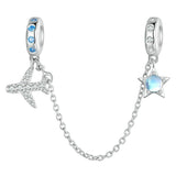 925 Sterling Silver Airplane Star Chain Accessory